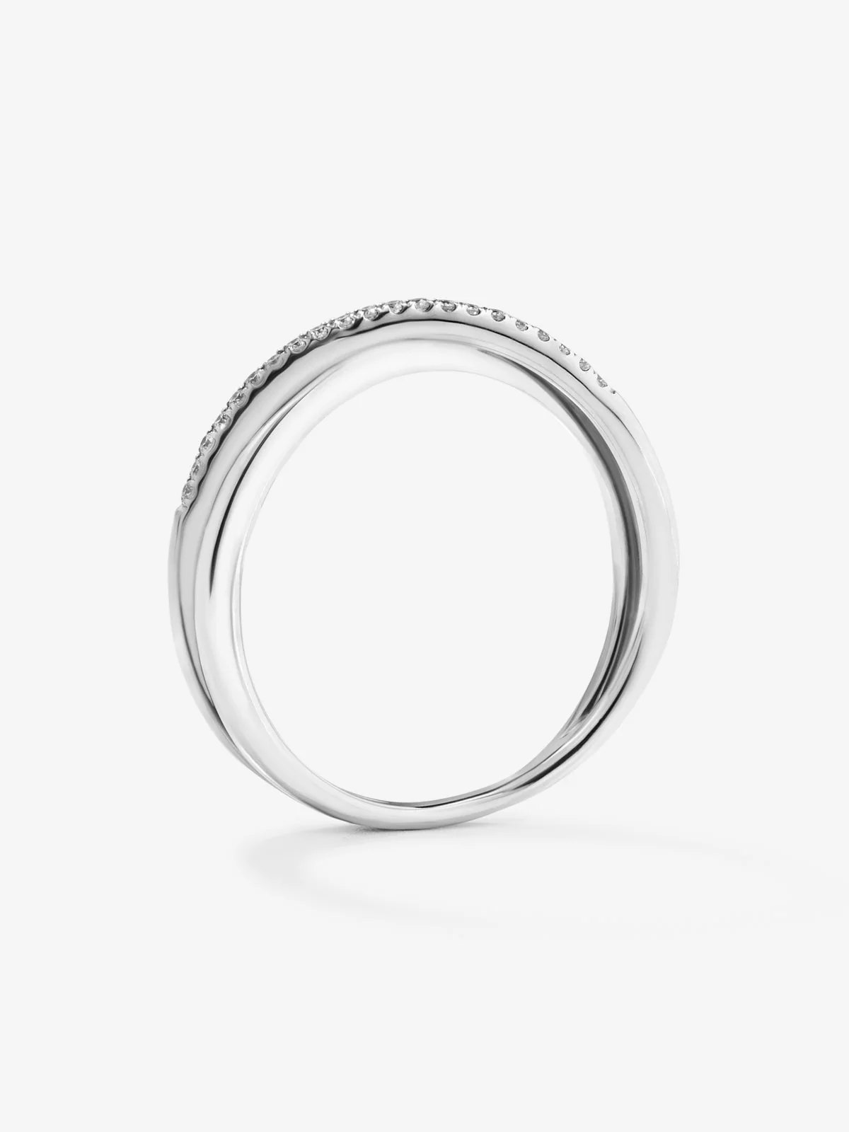 Anillo cruzado de oro blanco de 18K con 21 diamantes en talla brillante con un total de 0,07 cts - Image 5