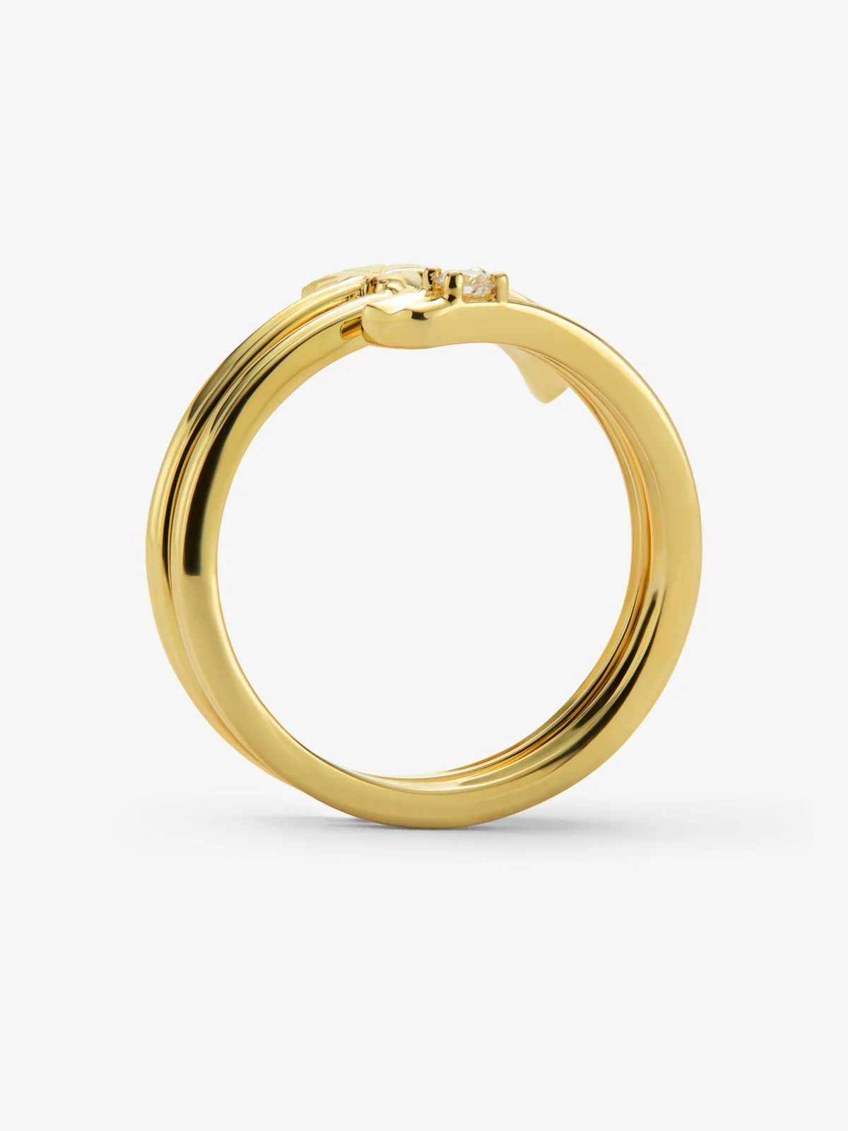 Anillo de oro amarillo de 18K con diamante en talla brillante de 0,04 cts y forma de hoja de arce - Image 5