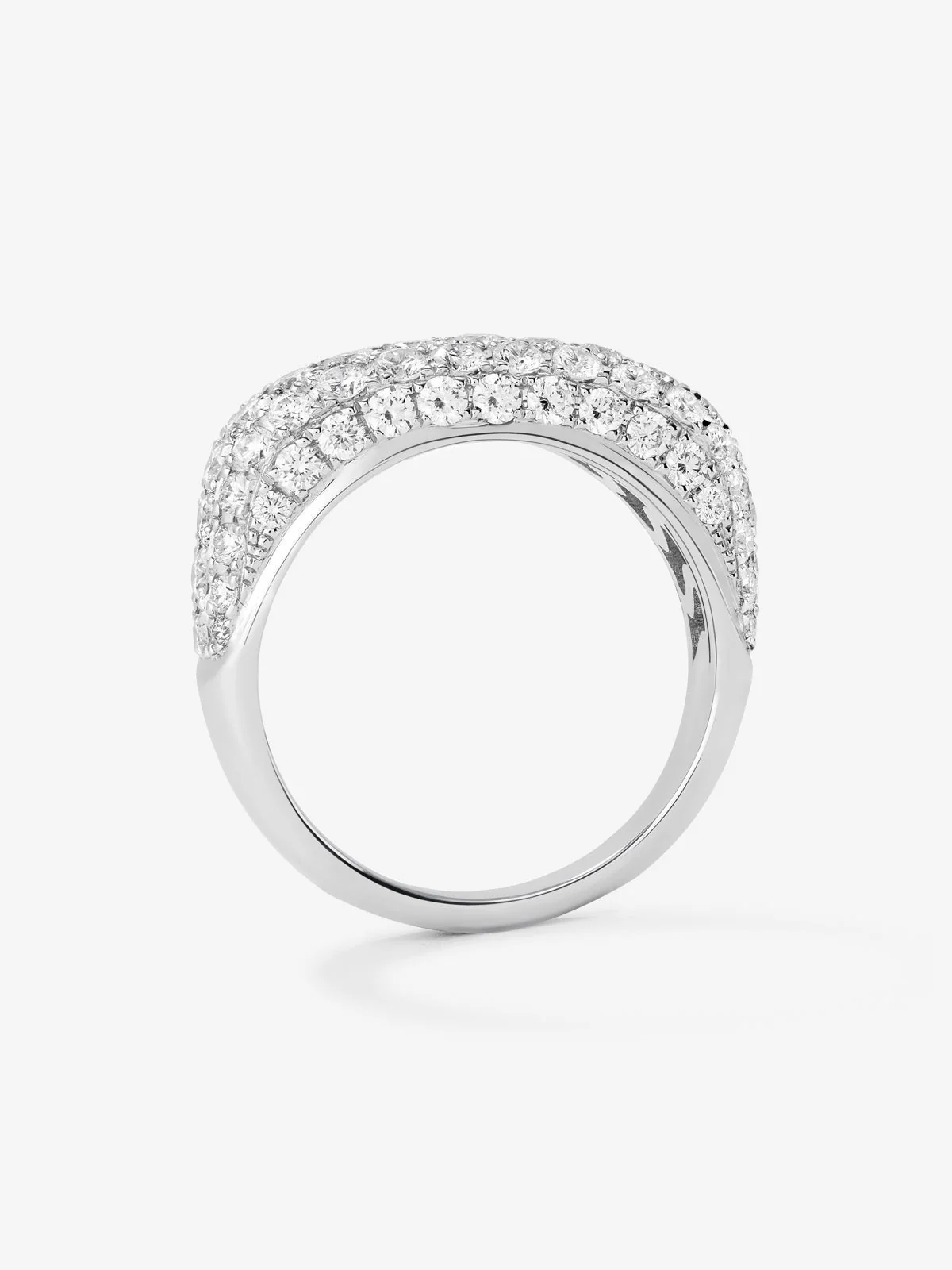 Anillo de oro blanco de 18K con pavé de diamantes blancos en talla brillante de 1,6 cts - Image 3