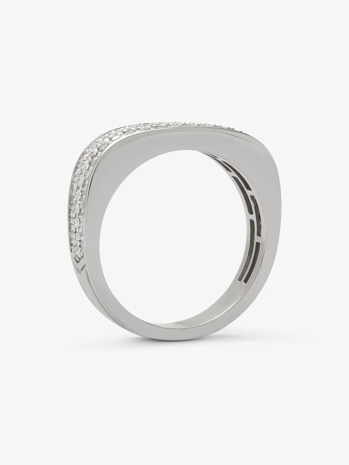 Anillo de oro blanco de 18K con pavé de diamantes en talla brillante - Image 5