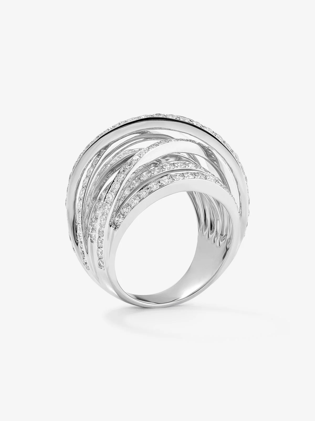 Anillo multibrazo de oro blanco de 18K con 185 diamantes en talla brillante con un total de 2,67 cts - Image 3