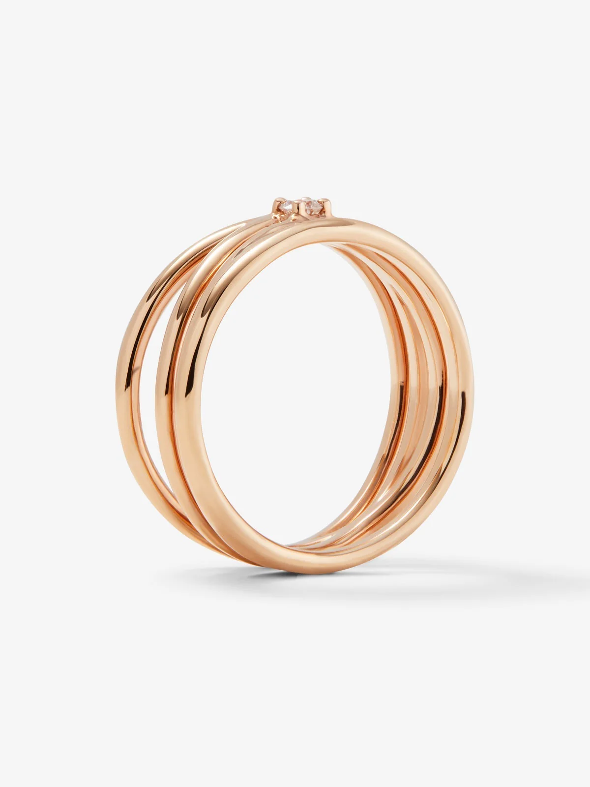 Anillo multibrazo de oro rosa de 18K con diamante blanco en talla brillante - Image 5