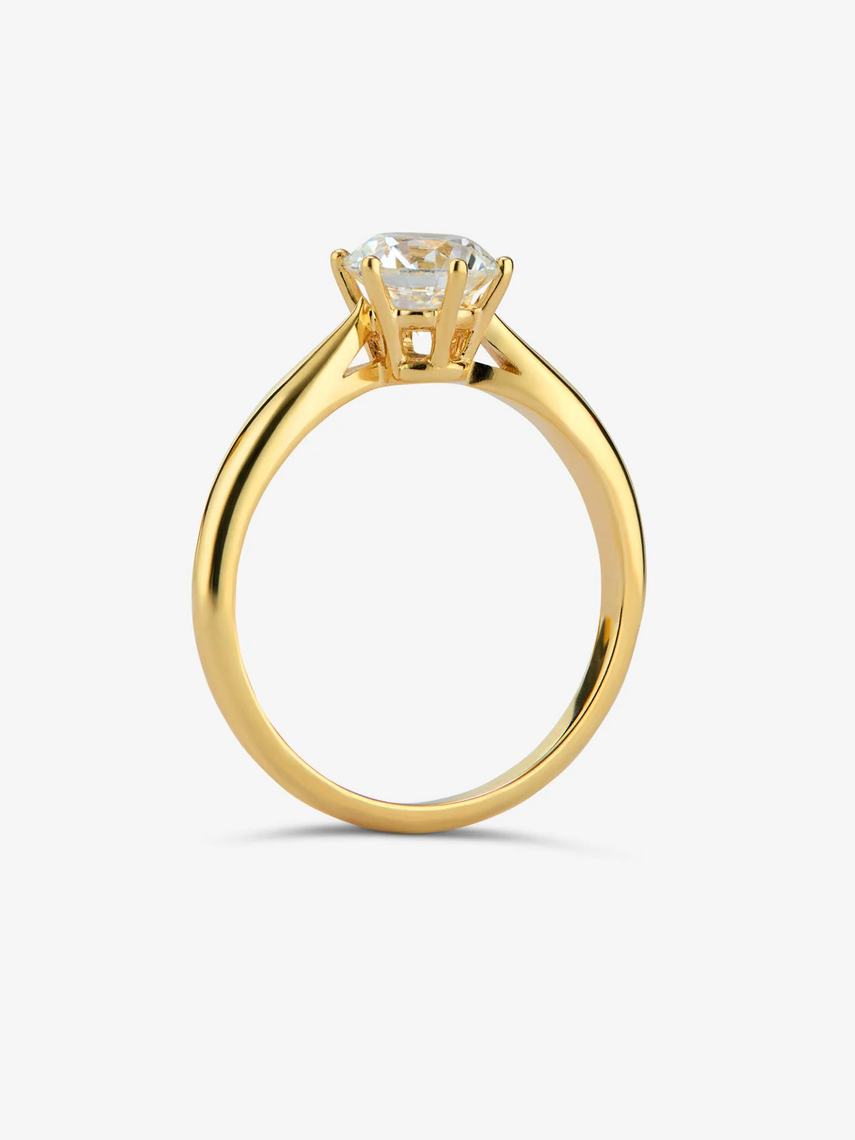 Anillo solitario de oro amarillo de 18K con diamante en talla brillante de 1 cts - Image 3