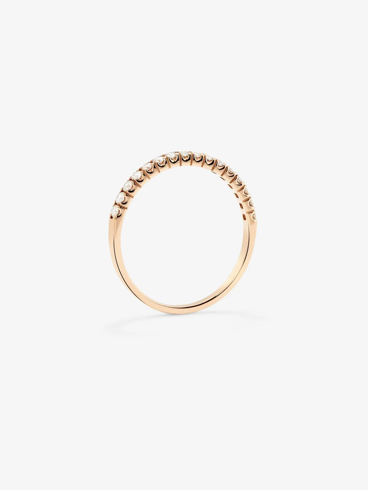 Media alianza de oro rosa de 18K con 16 diamantes en talla brillante con un total de 0,16 cts - Image 3