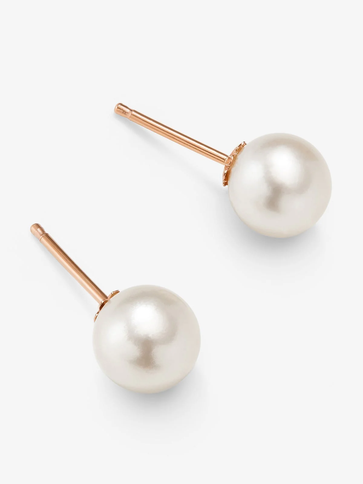 Pendiente de botón de oro rosa de 18k con perla australiana de 9 mm - Image 3