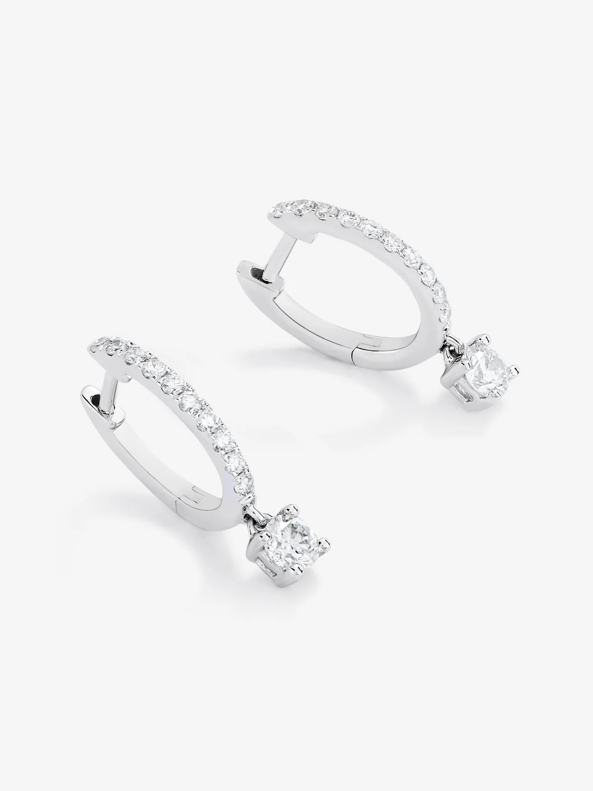 Pendientes aro con colgante de oro blanco de 18K con diamantes - Image 3