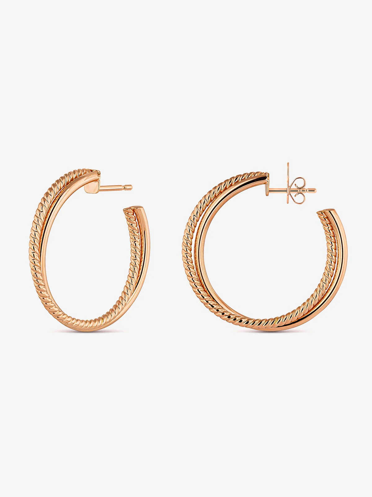 Pendientes de aro cruzados de oro rosa de 18K - Image 3