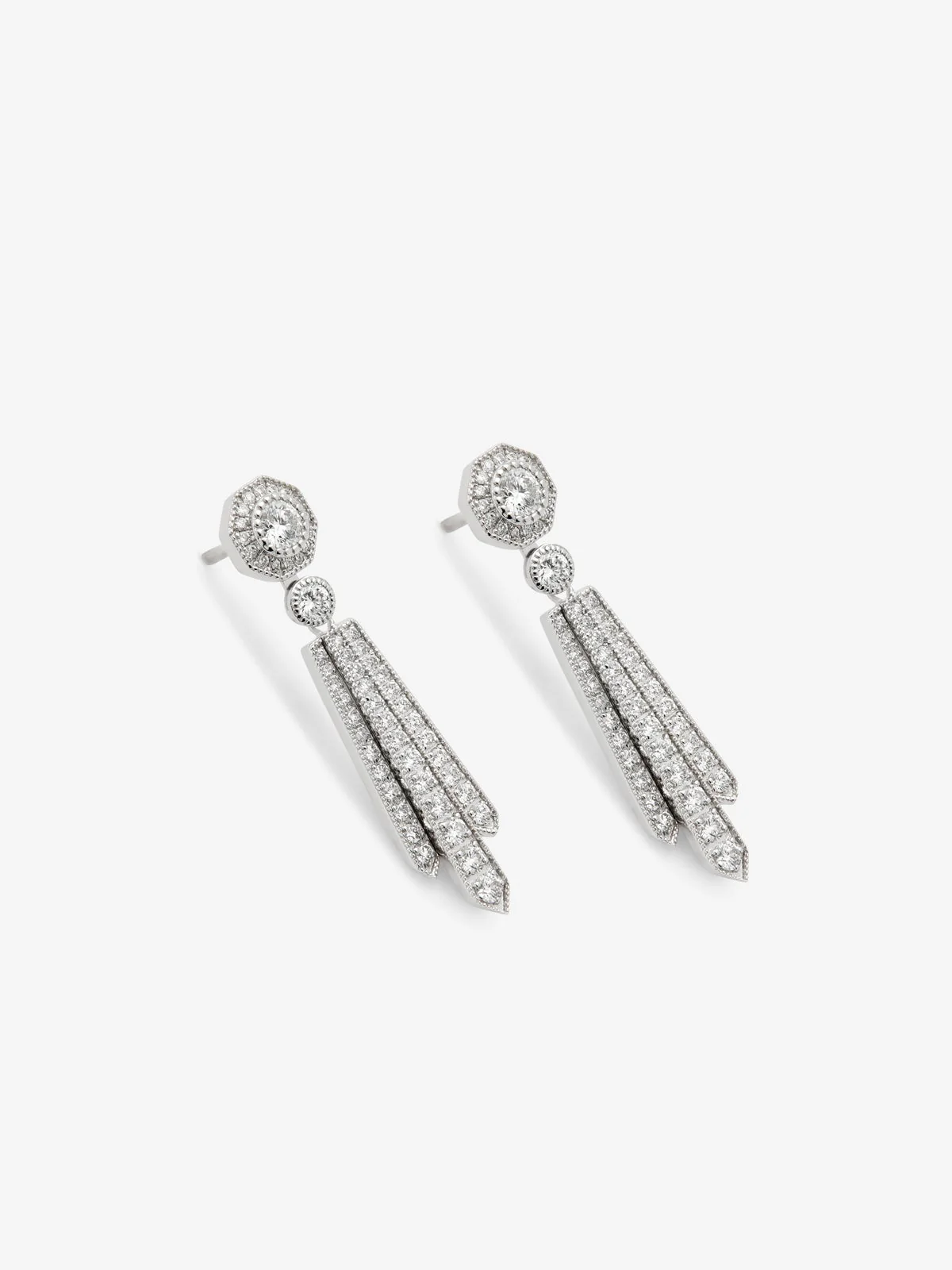 Pendientes de oro blanco de 18K con diamantes blancos en talla brillante de 0,88 cts - Image 3