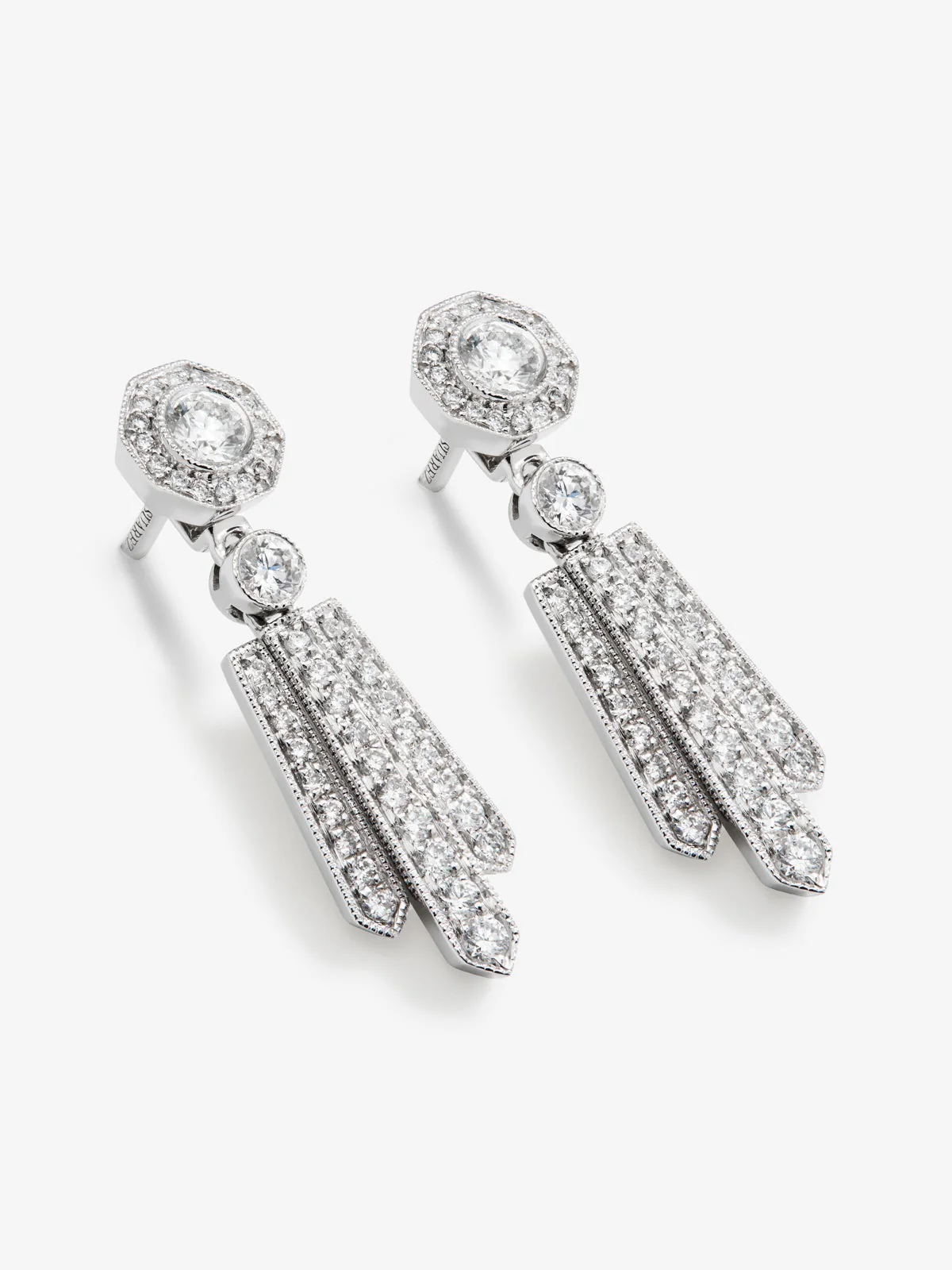 Pendientes desmontables de oro blanco de 18K con diamantes blancos en talla brillante de 0,2 cts - Image 3