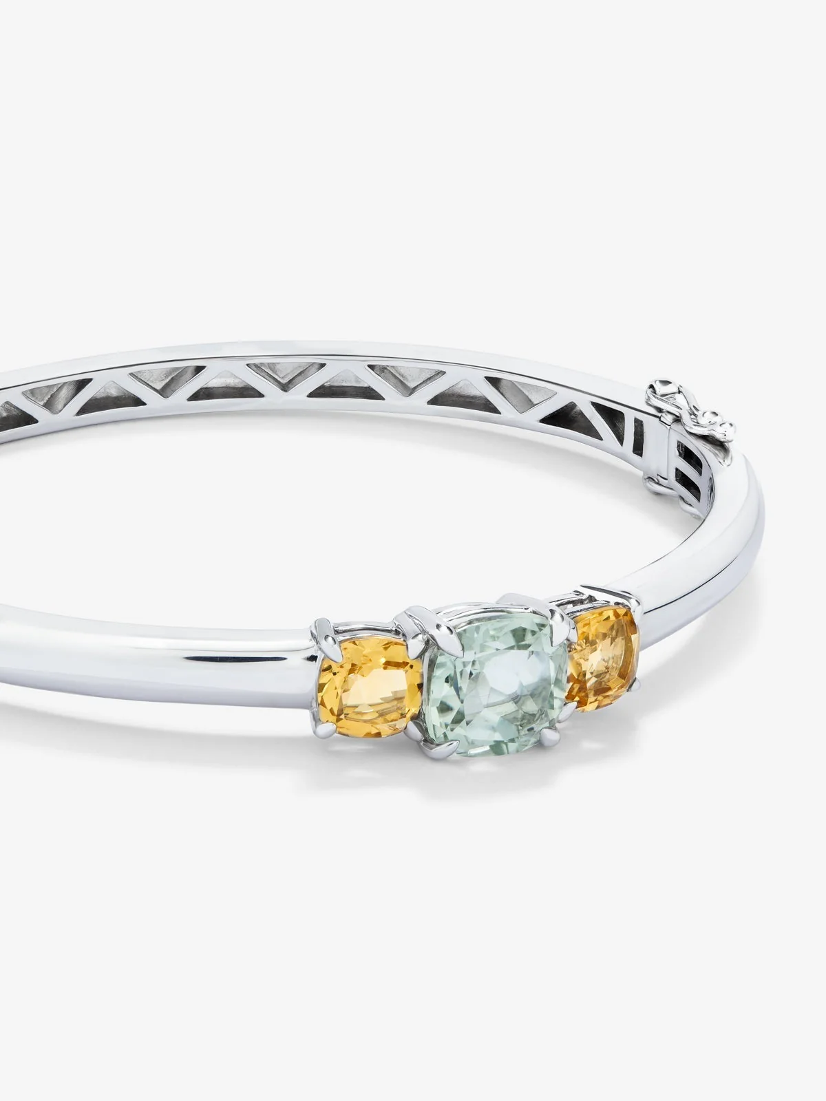 Pulsera de plata 925 con amatista verde en talla cushion de 2,47 cts y cuarzos citrinos en talla cushion de 1,62 cts - Image 3