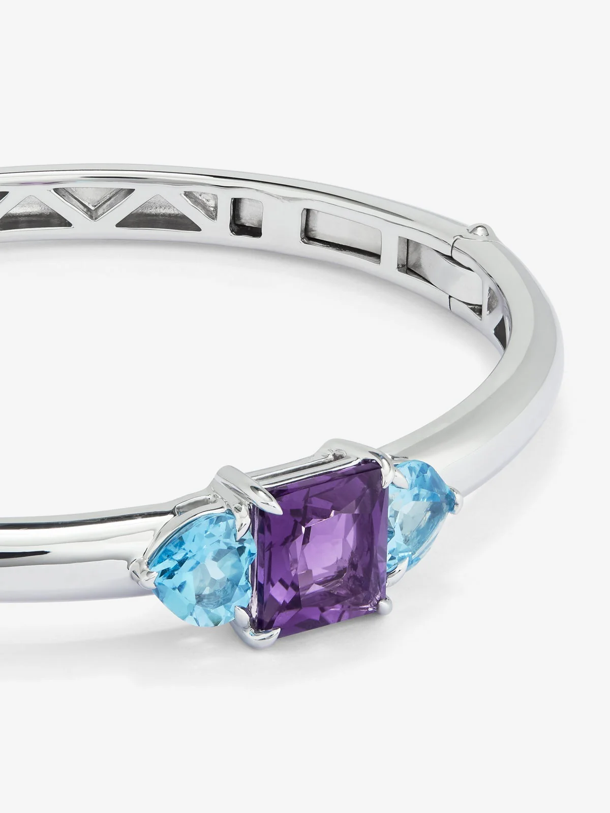 Pulsera rígida de plata 925 con amatista y topacios - Image 3